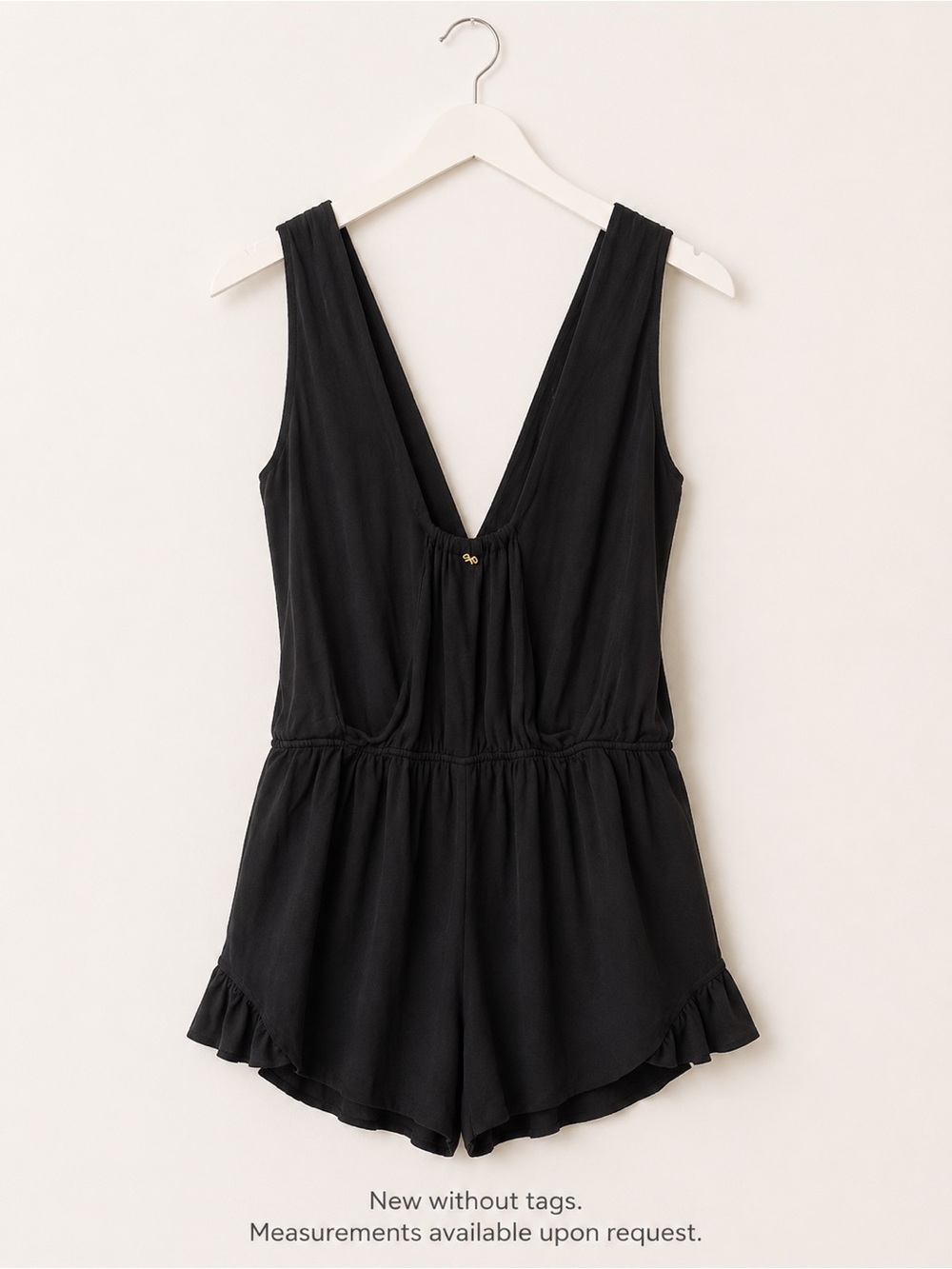 PQ Swim Black Plunging V-Neck Cover Up Romper M/L NWOT